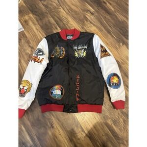 Def Leppard X Reason Nylon "World Tour" Bomber Jacket Size Medium Button Up